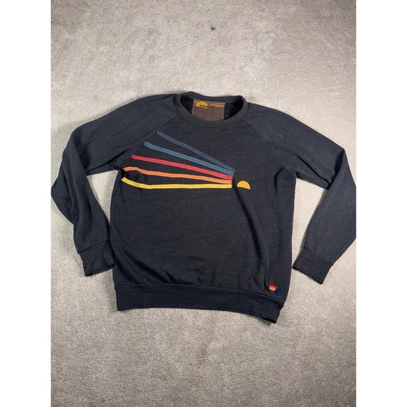 Aviator Nation Tops - Aviator Nation 5 Stripe Crew Sweatshirt Gray Rainbow Made USA Size M
